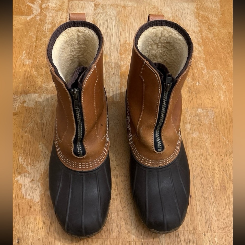 L.L. Bean Bean Boots, Front-zip With Shearling Lining Men’s Size 10